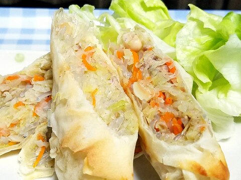 ノンフライ！お野菜たっぷりヘルシー大豆の焼き春巻き